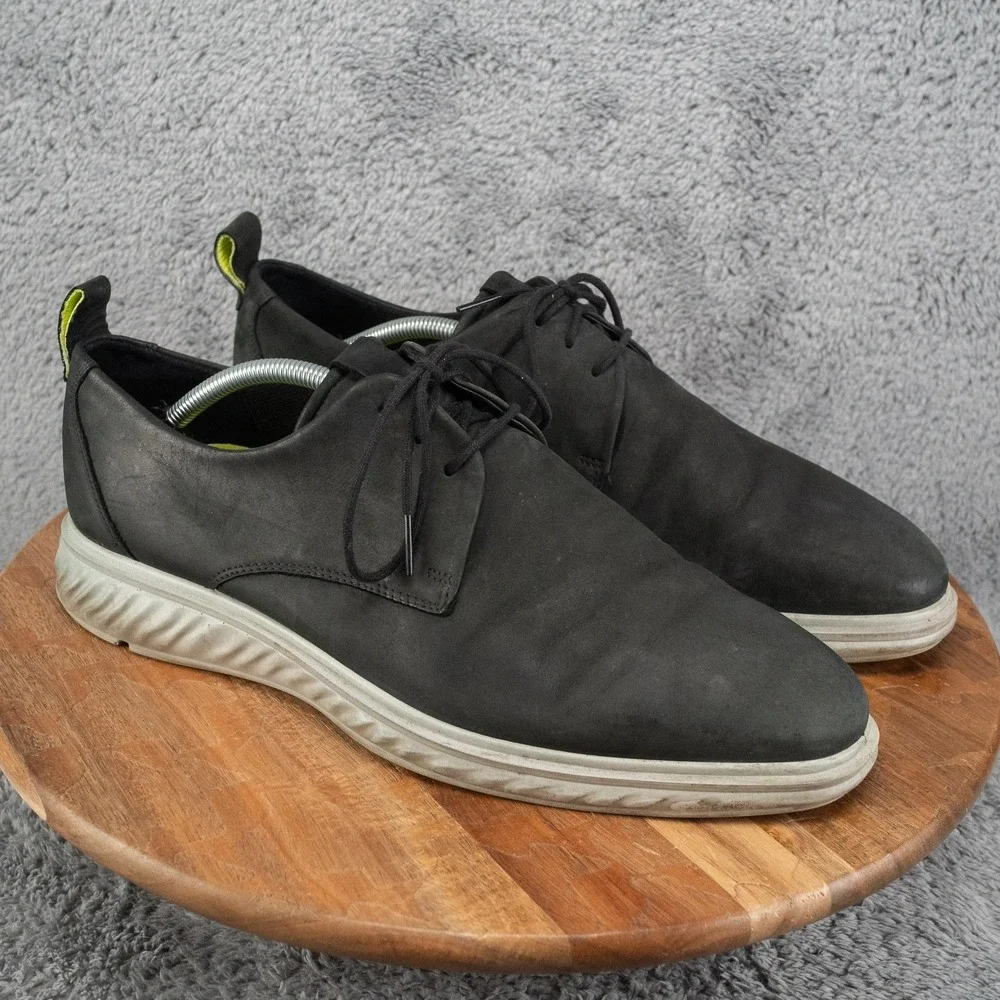 Ecco St.1 Hybrid Lite Black Nubuck Plain Toe Oxford Shoes Mens Size 11